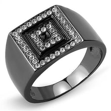 Load image into Gallery viewer, TK3220 - IP Light Black  (IP Gun) Stainless Steel Ring with Top Grade Crystal  in Clear