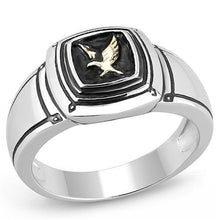 Load image into Gallery viewer, TK3226 - Two-Tone IP Gold (Ion Plating) Stainless Steel Ring with Epoxy  in Jet