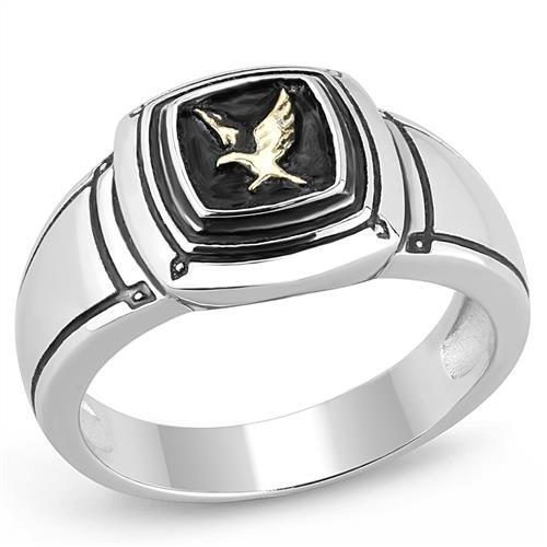 TK3226 - Two-Tone IP Gold (Ion Plating) Stainless Steel Ring with Epoxy  in Jet