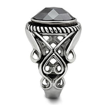 Load image into Gallery viewer, TK322 - High polished (no plating) Stainless Steel Ring with AAA Grade CZ  in Black Diamond