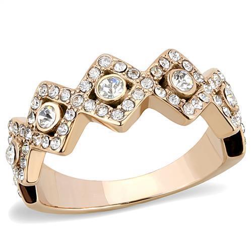 TK3237 - IP Rose Gold(Ion Plating) Stainless Steel Ring with Top Grade Crystal  in Clear