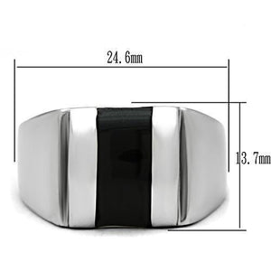 TK326 - High polished (no plating) Stainless Steel Ring with Epoxy  in Jet