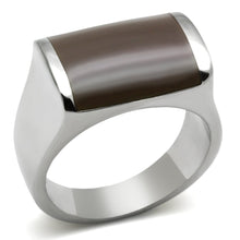 Load image into Gallery viewer, TK327 - High polished (no plating) Stainless Steel Ring with Epoxy  in Brown