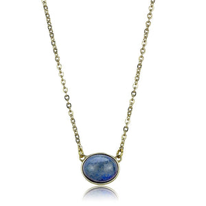 TK3287 - IP Gold(Ion Plating) Stainless Steel Necklace with Precious Stone Lapis in Montana