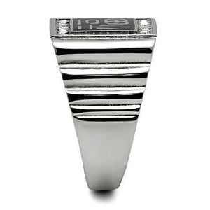 TK329 - High polished (no plating) Stainless Steel Ring with Top Grade Crystal  in Clear