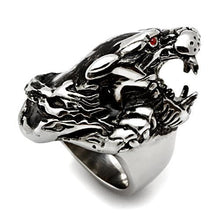Load image into Gallery viewer, TK330 - High polished (no plating) Stainless Steel Ring with Top Grade Crystal  in Ruby