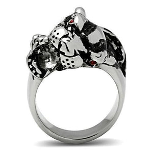 TK330 - High polished (no plating) Stainless Steel Ring with Top Grade Crystal  in Ruby
