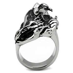 TK330 - High polished (no plating) Stainless Steel Ring with Top Grade Crystal  in Ruby