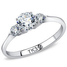 Load image into Gallery viewer, TK3431 - High polished (no plating) Stainless Steel Ring with AAA Grade CZ  in Clear