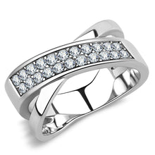 Load image into Gallery viewer, TK3436 - High polished (no plating) Stainless Steel Ring with Top Grade Crystal  in Clear