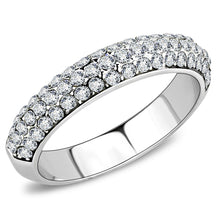 Load image into Gallery viewer, TK3437 - High polished (no plating) Stainless Steel Ring with Top Grade Crystal  in Clear
