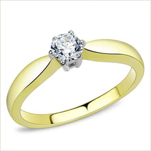 Load image into Gallery viewer, TK3440 - Two-Tone IP Gold (Ion Plating) Stainless Steel Ring with AAA Grade CZ  in Clear