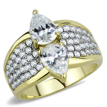 Load image into Gallery viewer, TK3442 - Two-Tone IP Gold (Ion Plating) Stainless Steel Ring with AAA Grade CZ  in Clear