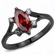 Load image into Gallery viewer, TK3445 - IP Black(Ion Plating) Stainless Steel Ring with AAA Grade CZ  in Garnet