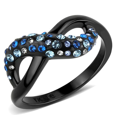 TK3446 - IP Black(Ion Plating) Stainless Steel Ring with Top Grade Crystal  in Multi Color