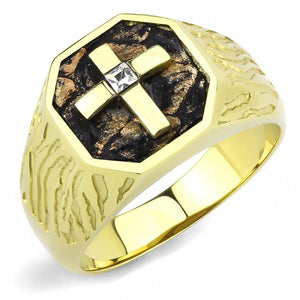 TK3464 - IP Gold(Ion Plating) Stainless Steel Ring with Top Grade Crystal  in Clear