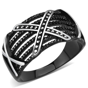 TK3468 - IP Black(Ion Plating) Stainless Steel Ring with No Stone