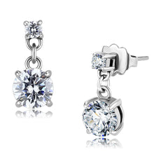 Load image into Gallery viewer, TK3476 - High polished (no plating) Stainless Steel Earrings with AAA Grade CZ  in Clear