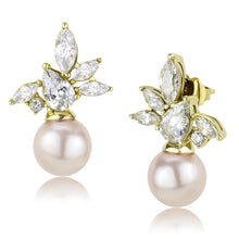 Load image into Gallery viewer, TK3479 - IP Gold(Ion Plating) Stainless Steel Earrings with Synthetic Pearl in Light Rose