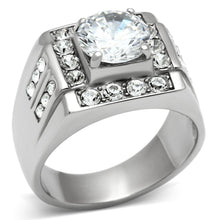 Load image into Gallery viewer, TK348 - High polished (no plating) Stainless Steel Ring with AAA Grade CZ  in Clear