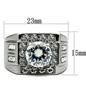 TK348 - High polished (no plating) Stainless Steel Ring with AAA Grade CZ  in Clear