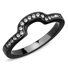 Load image into Gallery viewer, TK3498 - IP Black(Ion Plating) Stainless Steel Ring with Top Grade Crystal  in Clear