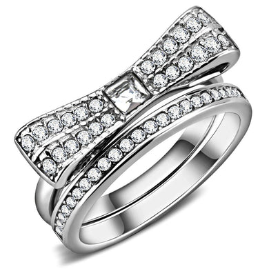 TK3506 - High polished (no plating) Stainless Steel Ring with Top Grade Crystal  in Clear