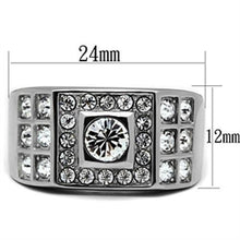 Load image into Gallery viewer, TK350 - High polished (no plating) Stainless Steel Ring with Top Grade Crystal  in Clear