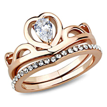 Load image into Gallery viewer, TK3518 - IP Rose Gold(Ion Plating) Stainless Steel Ring with AAA Grade CZ  in Clear