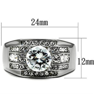 TK352 - High polished (no plating) Stainless Steel Ring with AAA Grade CZ  in Clear