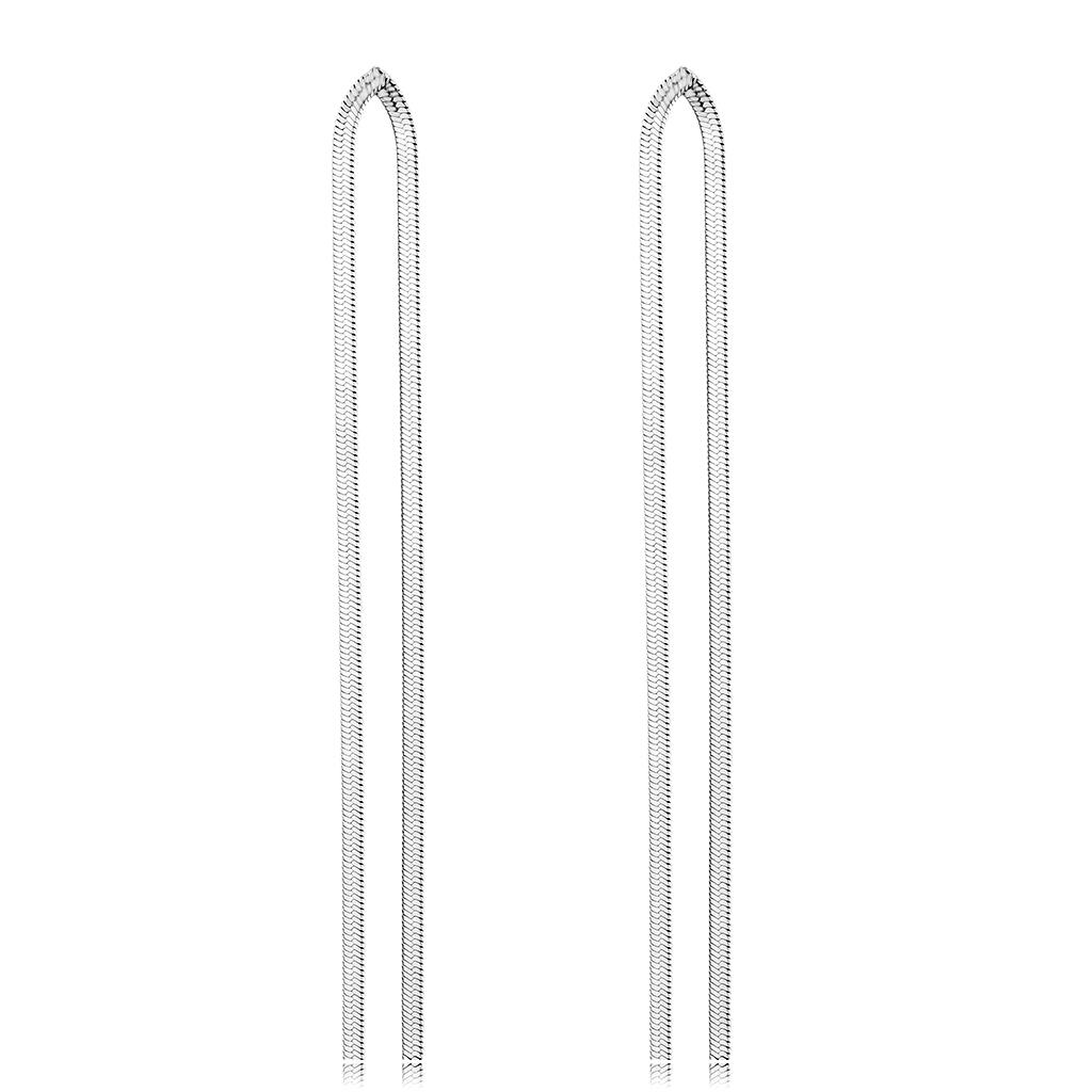 TK3530 - High polished (no plating) Stainless Steel Earrings with No Stone