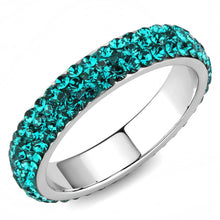 Load image into Gallery viewer, TK3538 - High polished (no plating) Stainless Steel Ring with Top Grade Crystal  in Blue Zircon