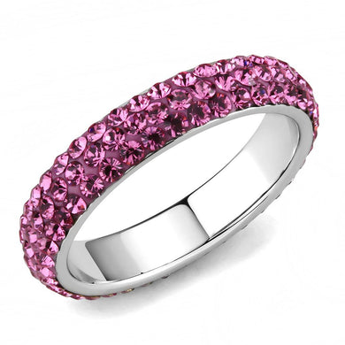 TK3542 - High polished (no plating) Stainless Steel Ring with Top Grade Crystal  in Rose