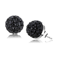 Load image into Gallery viewer, TK3545 - High polished (no plating) Stainless Steel Earrings with Top Grade Crystal  in Jet