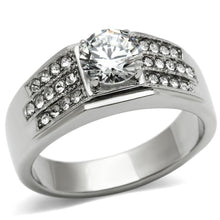 Load image into Gallery viewer, TK354 - High polished (no plating) Stainless Steel Ring with AAA Grade CZ  in Clear