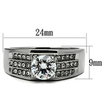 Load image into Gallery viewer, TK354 - High polished (no plating) Stainless Steel Ring with AAA Grade CZ  in Clear