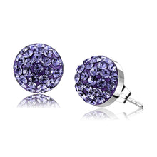 Load image into Gallery viewer, TK3551 - High polished (no plating) Stainless Steel Earrings with Top Grade Crystal  in Tanzanite