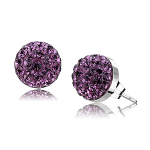 TK3552 - High polished (no plating) Stainless Steel Earrings with Top Grade Crystal  in Amethyst