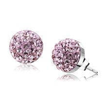 Load image into Gallery viewer, TK3554 - High polished (no plating) Stainless Steel Earrings with Top Grade Crystal  in Light Rose
