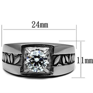 TK356 - High polished (no plating) Stainless Steel Ring with AAA Grade CZ  in Clear