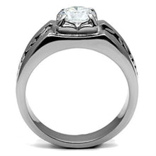 Load image into Gallery viewer, TK356 - High polished (no plating) Stainless Steel Ring with AAA Grade CZ  in Clear