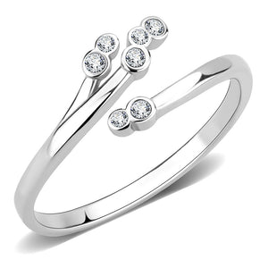 TK3570 - No Plating Stainless Steel Ring with AAA Grade CZ  in Clear