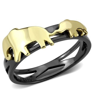 TK3582 - IP Gold+ IP Black (Ion Plating) Stainless Steel Ring with No Stone