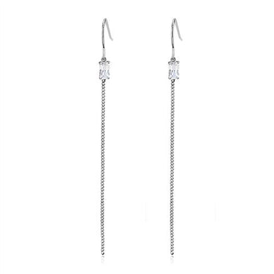 TK3599 - High polished (no plating) Stainless Steel Earrings with AAA Grade CZ  in Clear