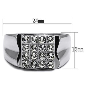 TK359 - High polished (no plating) Stainless Steel Ring with Top Grade Crystal  in Clear