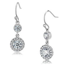Load image into Gallery viewer, TK3602 - High polished (no plating) Stainless Steel Earrings with AAA Grade CZ  in Clear