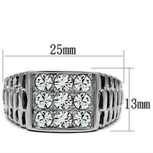 Load image into Gallery viewer, TK360 - High polished (no plating) Stainless Steel Ring with Top Grade Crystal  in Clear