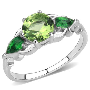 TK3610 - No Plating Stainless Steel Ring with Crystal in Peridot