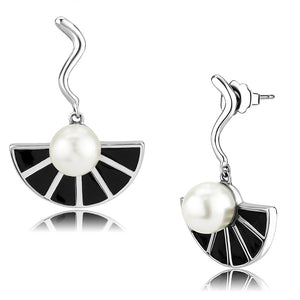 TK3612 - No Plating Stainless Steel Earrings with Synthetic Pearl in White