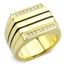 Load image into Gallery viewer, TK3618 - IP Gold(Ion Plating) Stainless Steel Ring with Top Grade Crystal  in Clear